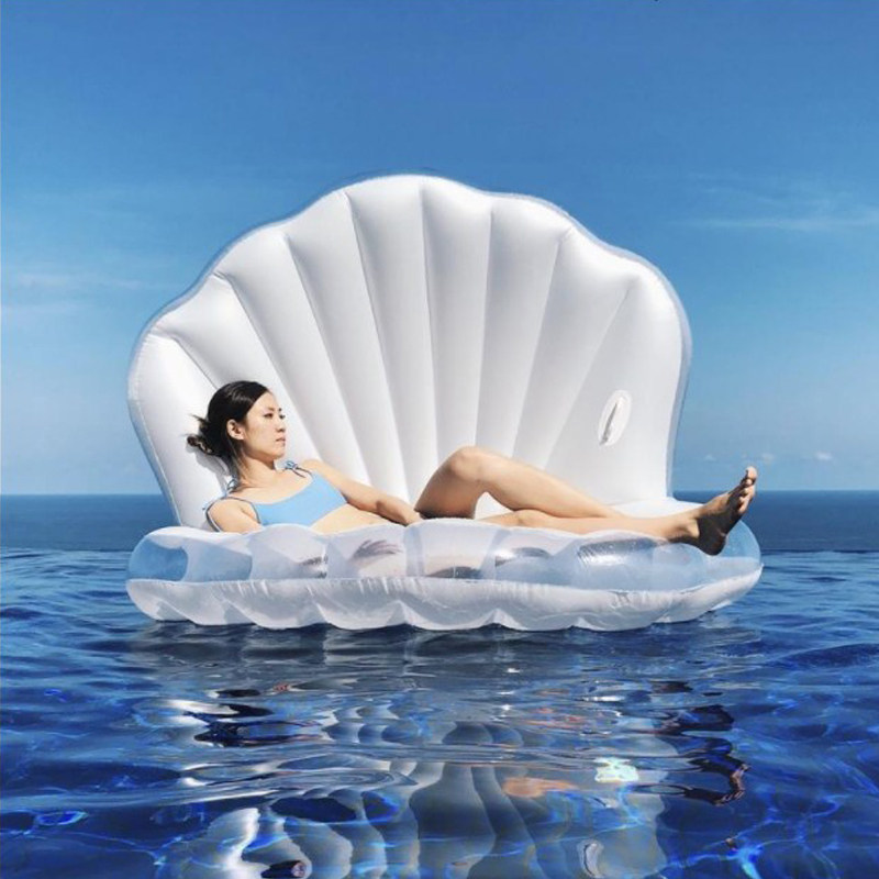 速发创意海边水上旅拍充气摄影火烈鸟浮排游泳圈透明网红写真沙发