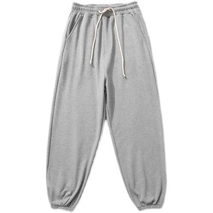 北山町秋冬款男生运动裤休闲宽松纯色哈伦裤基础跳舞收脚九分卫裤