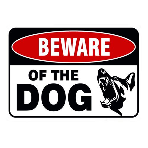 Metal Sign Fence Hanging Borad Beware Of The Dog Logo Iron S - 封面