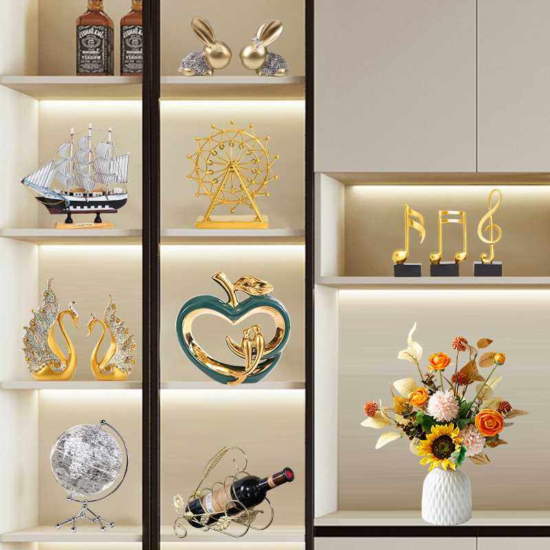 新品客厅红酒架摆件酒柜装饰品家居玄关电视柜轻奢高档书架柜子高,家居饰品,户外/庭院摆件,淘宝优惠券,粉丝福利购,淘宝优惠卷