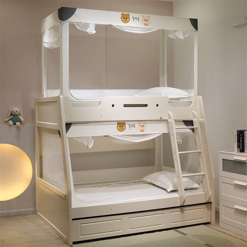 2024新款子母床蚊帐儿童防摔1.2m梯形家用上下铺90双层高低床纹帐,床上用品,蚊帐,淘宝优惠券,粉丝福利购,淘宝优惠卷