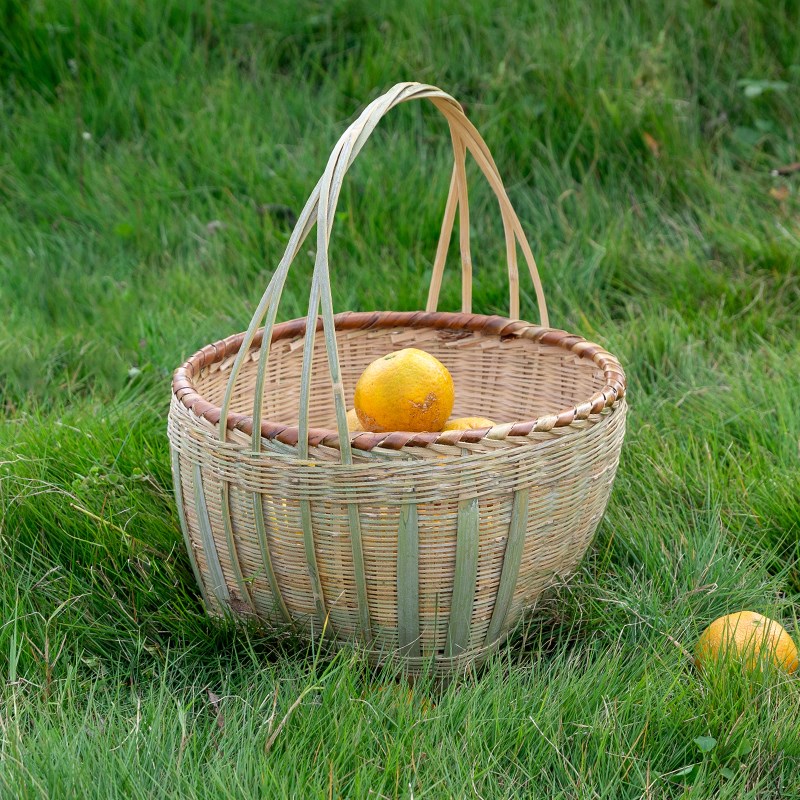 R2纯手工竹编菜篮子竹s筐竹篓购物手提篮竹篮子水果篮菜篮竹制