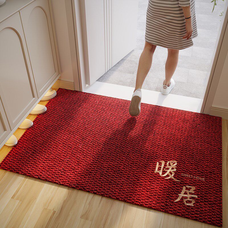 红色新年喜庆地垫入户门垫除尘防滑菠萝纹门毯玄关大门口进门脚垫,居家布艺,入户地垫,淘宝优惠券,粉丝福利购,淘宝优惠卷