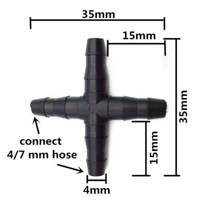 推荐1/4 Inch 4-Way Connector Black Cross Connect 4 / 7mm Hos