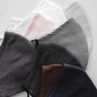 素麻雨巷 纯亚麻口罩防尘透气春秋夏天可用男女口罩可洗白色内里