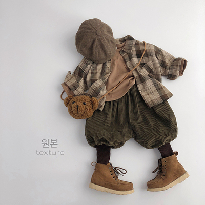 自留好物~咔叽色系~春秋韩版儿童纯棉T恤衫男女潮宝宽松洋派打底