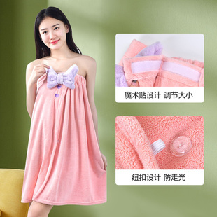 可裹巾干发帽毛巾J三件套浴袍浴裙套装 浴巾女吸水家用可穿式 两件