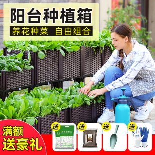 蔬菜种植箱种菜神器家庭阳台楼顶花盆长方形特大清仓菜园塑料花槽