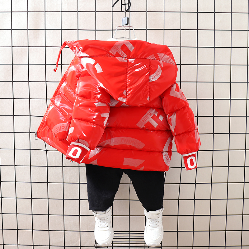 男童棉服2d021新款男宝宝加绒加厚棉衣儿童冬装亮皮羽绒棉袄外套