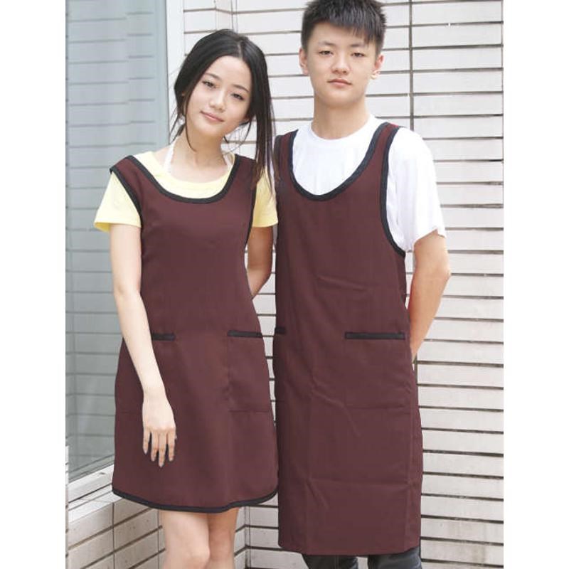 韩版时尚母婴店工作服酒店咖啡店奶茶店美甲超市女围裙订做印LOGO