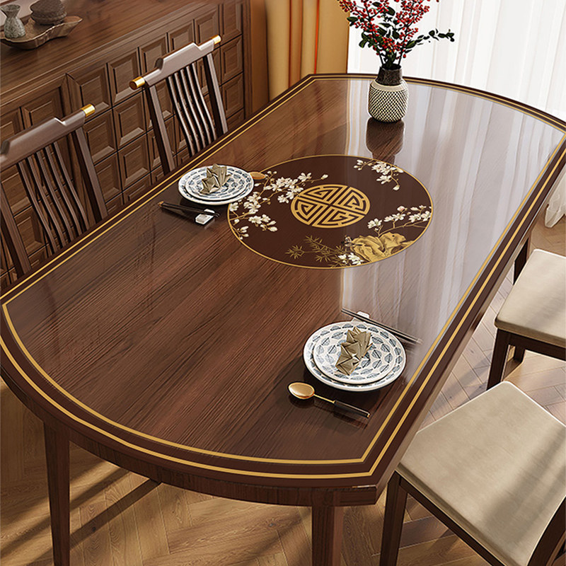 新中式椭圆形餐桌桌布免洗防油防水pvc透明软玻璃餐桌垫保护垫,居家布艺,桌布,淘宝优惠券,粉丝福利购,淘宝优惠卷