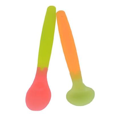 推荐测温勺感温硅胶软头勺新生儿婴幼儿汤勺饭匙变色餐具(2只装