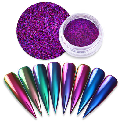 速发Chameleon Mirror Nail Glitters Powder Colorful Auroras E