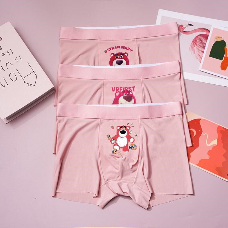 草莓熊粉色内裤男生底裤冰丝四角裤猛男卡通可爱送男朋友男款男士