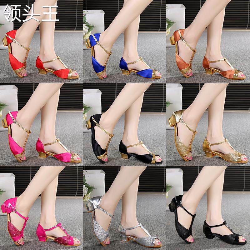 拉丁舞鞋儿童女孩初学者舞蹈鞋幼儿E拉丁鞋平跟软底女童跳舞鞋子