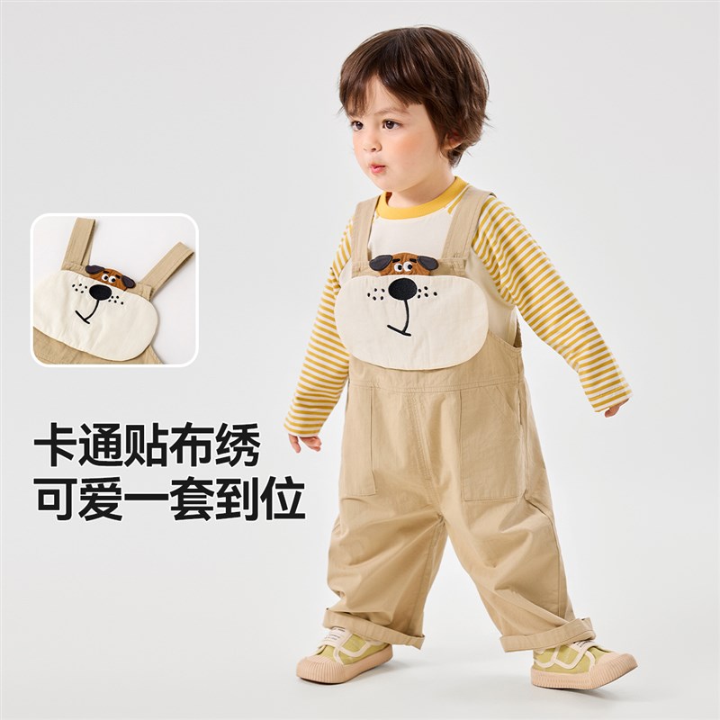 男宝套装卡通男童春装卫衣裤子女童春季打底衫休闲裤背带裤可爱新