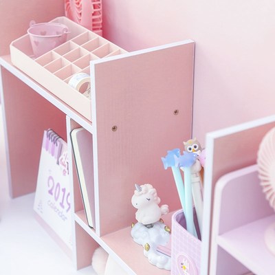 Pink wood filing  file tray magazine DIY organizer desk acce