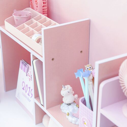 Pink wood filing  file tray magazine DIY organizer desk acce