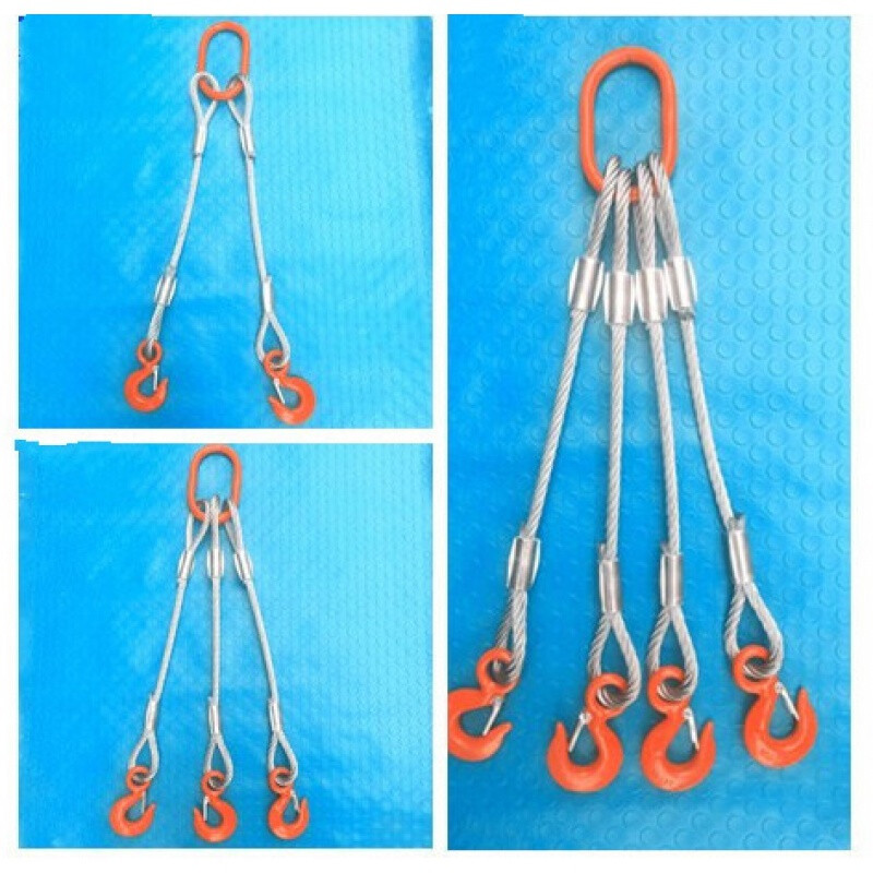 现货2023f钢丝绳吊索具/压制钢丝绳组合吊具/起重吊钩索具/二肢三