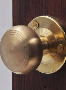 玻璃房门轩锁大仿古实心拉手门把手把手钜洋房老拉手鼎纯铜球形