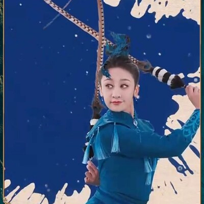 2023春晚群青舞蹈道具羽毛翎毛表演舞台头饰俏翎毛戏曲翎子