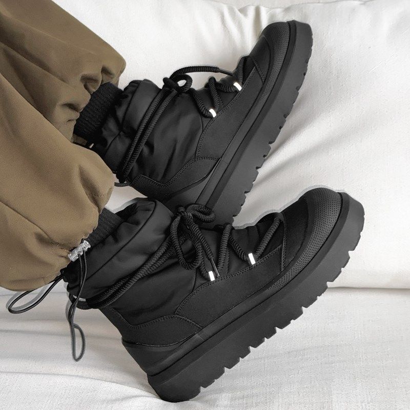 棉鞋男冬季加绒加厚马丁靴子黑色保暖高帮防寒棉靴防水厚底雪地靴