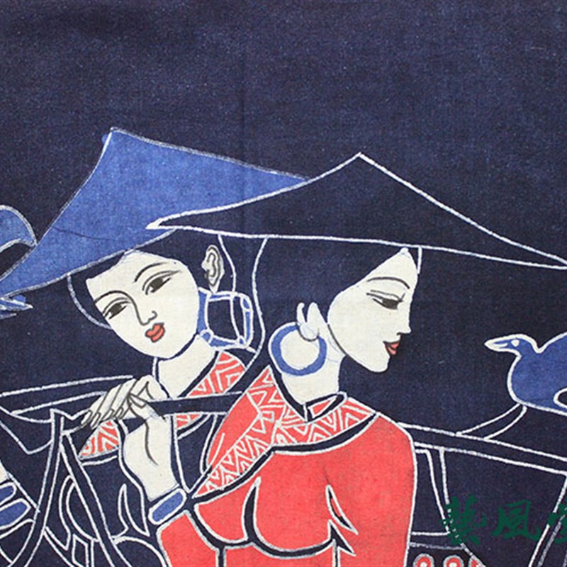 云南民族人物蜡染装饰画门帘手工艺半F帘餐厅酒吧茶艺装饰隔断布图片