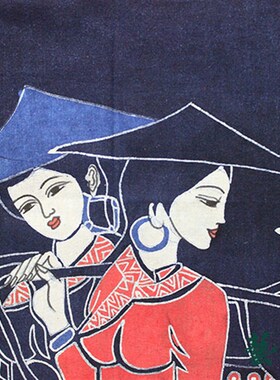 云南民族人物蜡染装饰画门帘手工艺半F帘餐厅酒吧茶艺装饰隔断布