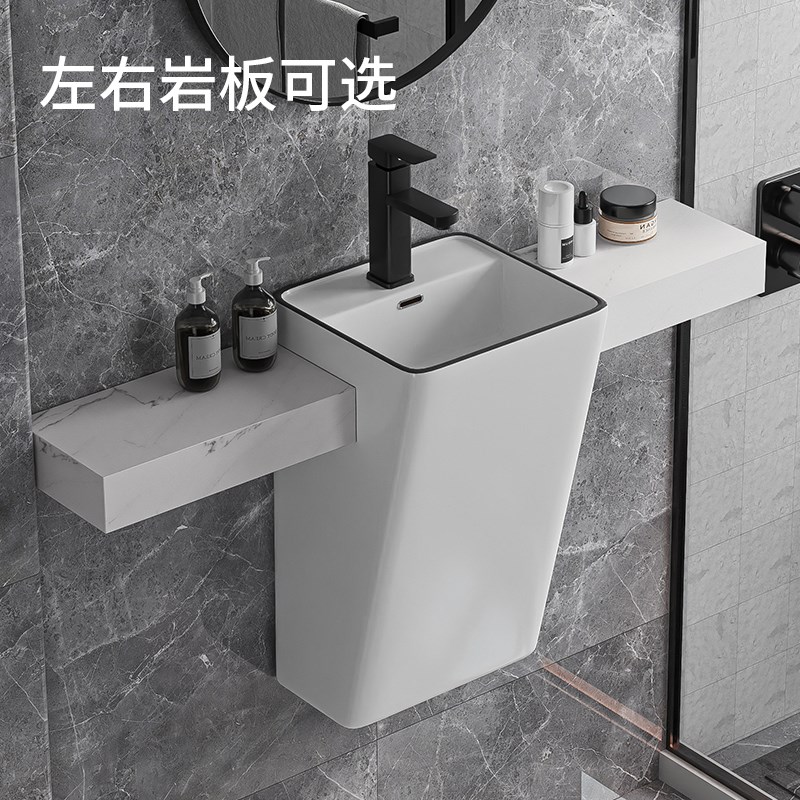 挂墙式陶瓷立f柱盆岩板台面卫生间洗脸盆户外阳台壁挂式洗手盆镜