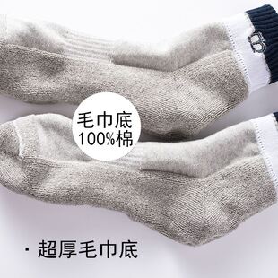 超厚保暖男袜男士运动袜子防臭全棉中筒四季袜加厚毛巾底冬季