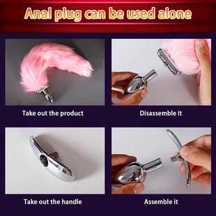 Glowing light fox tail Metal silicone anal butt plug erotic
