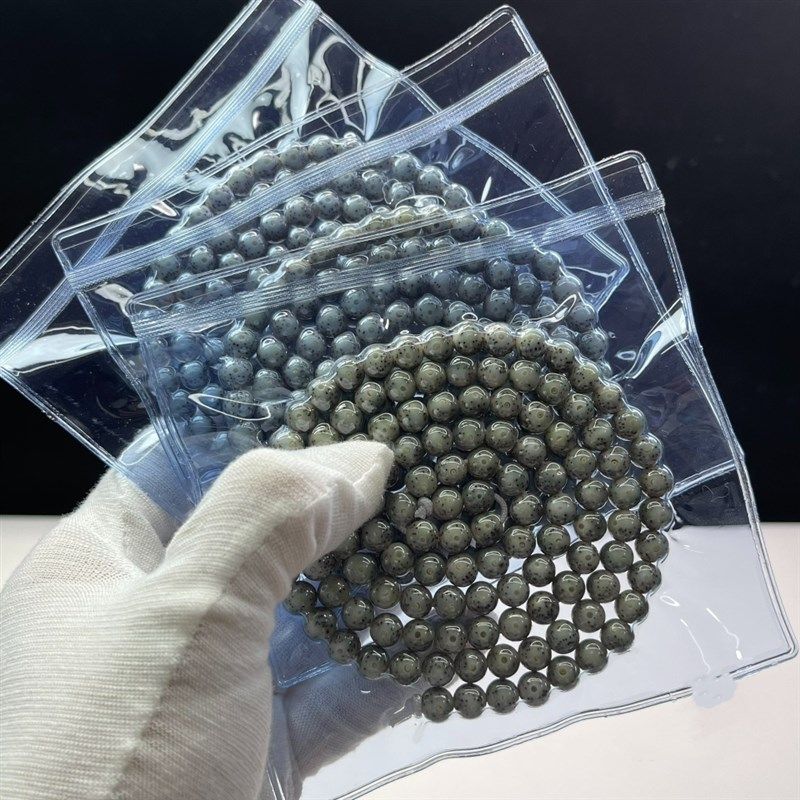 一物一图 幽灵绿海南料原生态8-8正圆菩提手串星月平口万目大留白