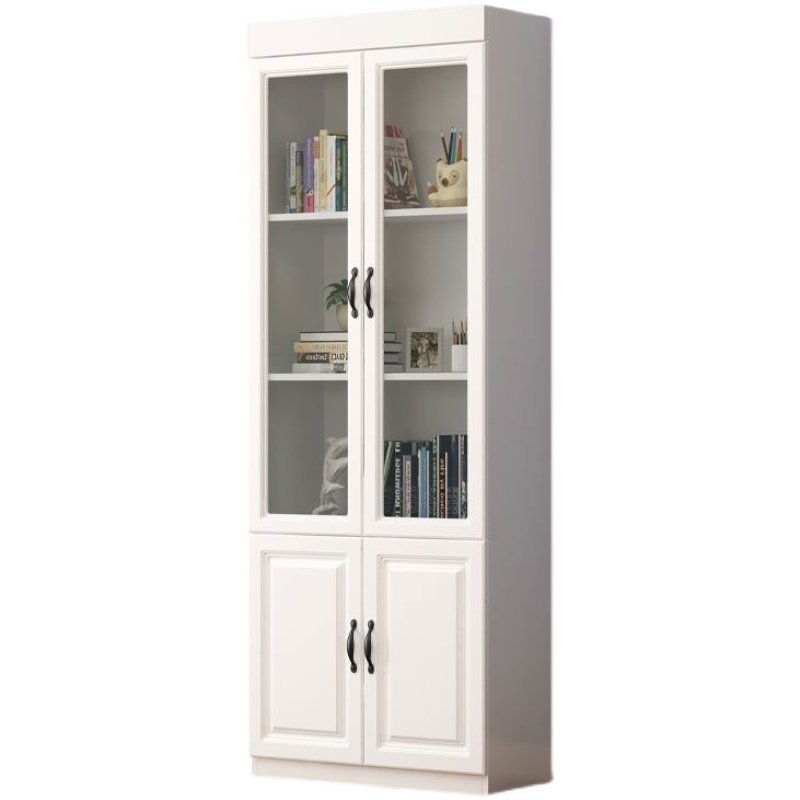 实木书柜一体玻璃门办公储物柜 落地欧式书柜展示架收纳柜子 安装,住宅家具,单个书柜,淘宝优惠券,粉丝福利购,淘宝优惠卷