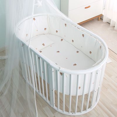 现货速发北欧实木婴儿床新生儿多功能bb床可移动可拼接大床白色网
