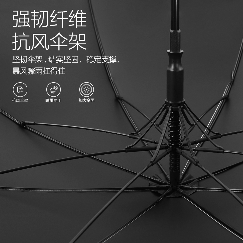 雨伞长柄自动大号遮阳伞女防晒防紫外线晴雨两用黑胶直柄伞抗台风