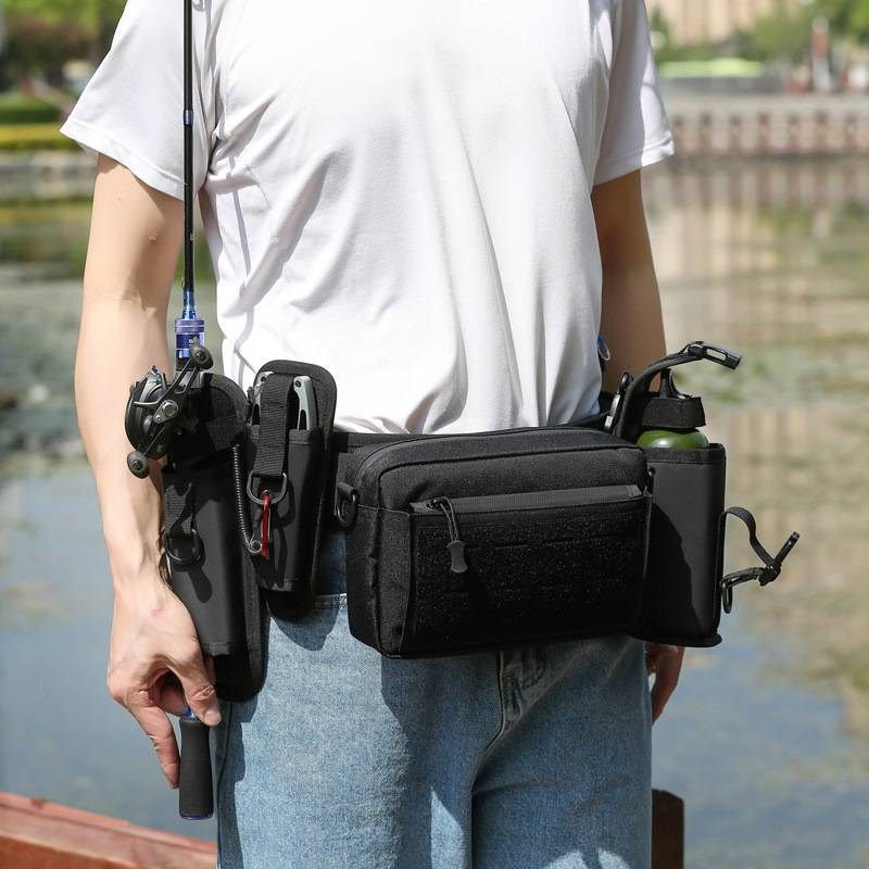 户外多功能战术腰带男士防水路亚腰包骑行迷彩路亚包可插杆新款