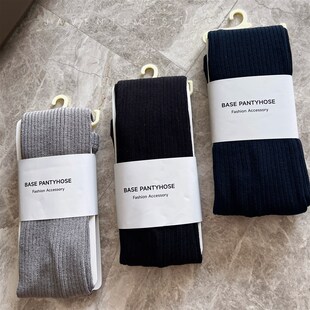 秋冬薄款秀场坑条打底裤袜百搭纯色显瘦连体袜大弹力连裤袜袜子