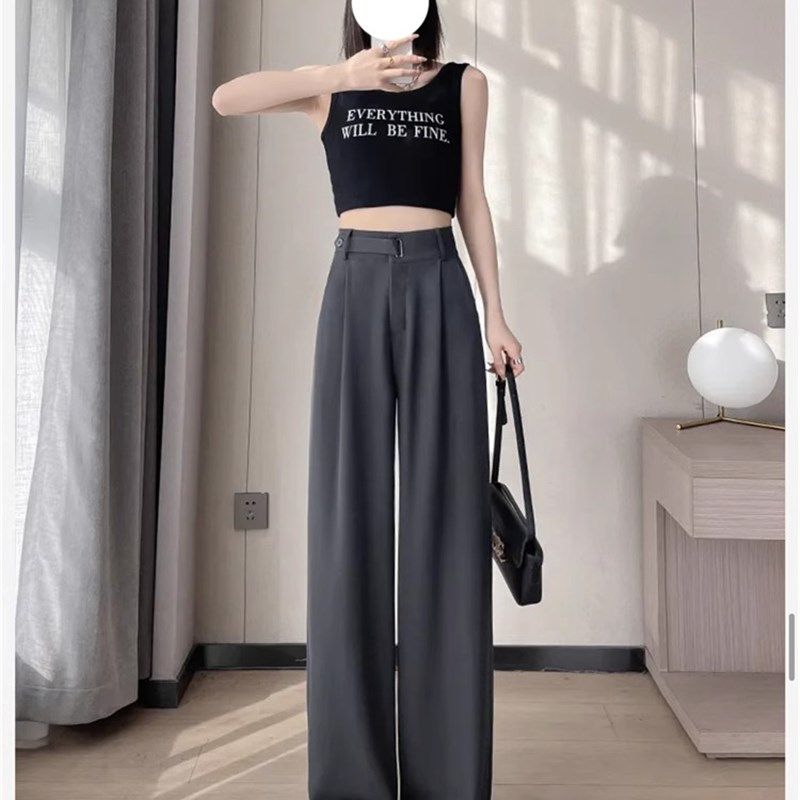 西装裤高级感垂感女大码夏季高腰胖mm梨型身材显瘦休闲窄板阔腿裤,女装/女士精品,大码裤装,淘宝优惠券,粉丝福利购,淘宝优惠卷