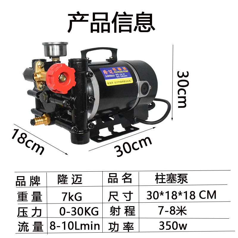 隆迈手提式打药机农用电动果树喷雾x器12v60v24v220伏双缸柱塞泵