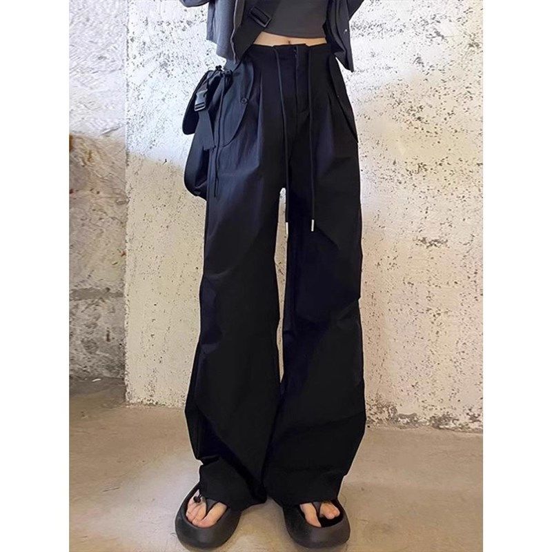 黑色工装裤女秋季新款降落伞裤伞兵裤美式户外冲锋裤宽松阔腿裤,户外/登山/野营/旅行用品,速干T恤,淘宝优惠券,粉丝福利购,淘宝优惠卷