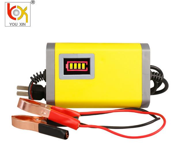 踏板摩托车电瓶充电器LED显示灯12V充电器蓄M电池智能修复2A充电