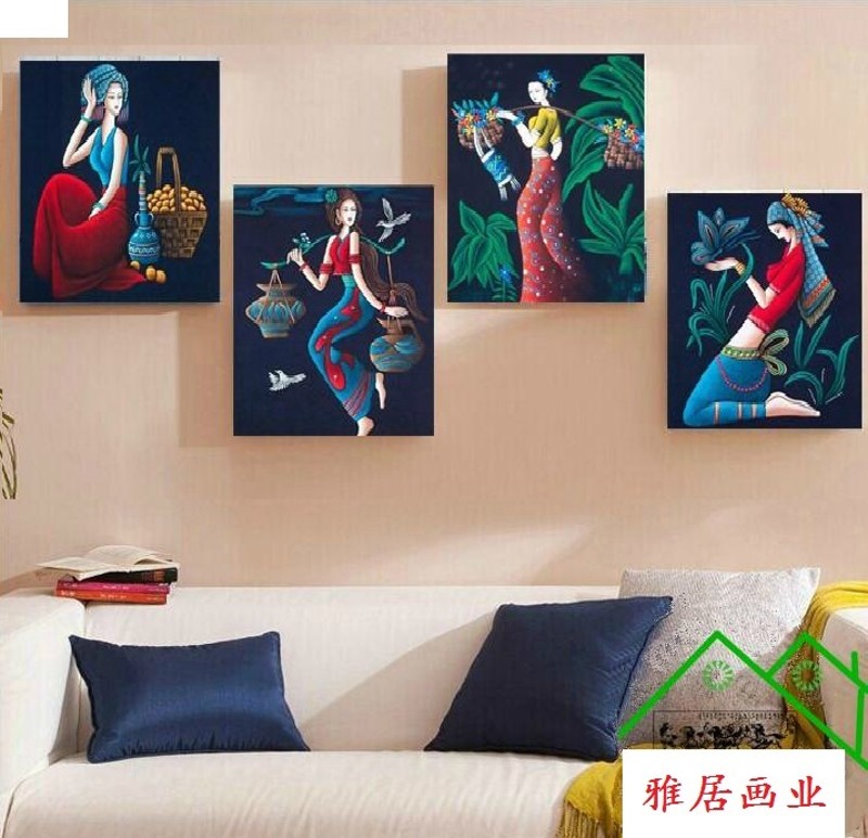 极速客厅装饰画云南民族风情人物画卧室壁画沙发背景墙画挂画无框图片