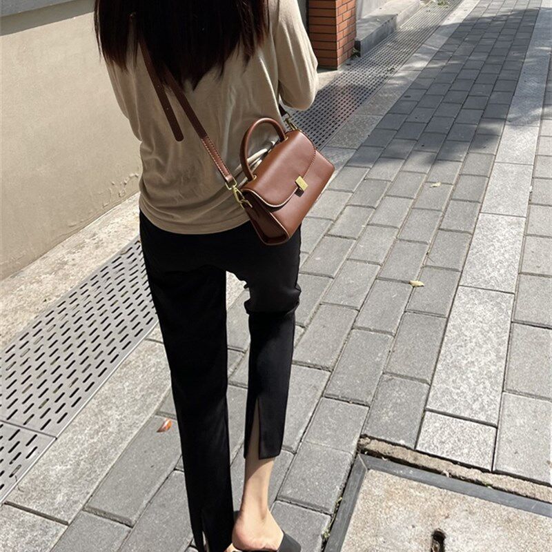 黑色西装裤女2h023夏薄款直筒九分裤显瘦烟管裤休闲开叉小脚裤春