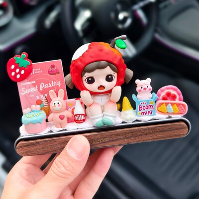 Zoraa我爱吃果果奶油胶diy胡桃木临时停车号码牌汽车中控台摆件女