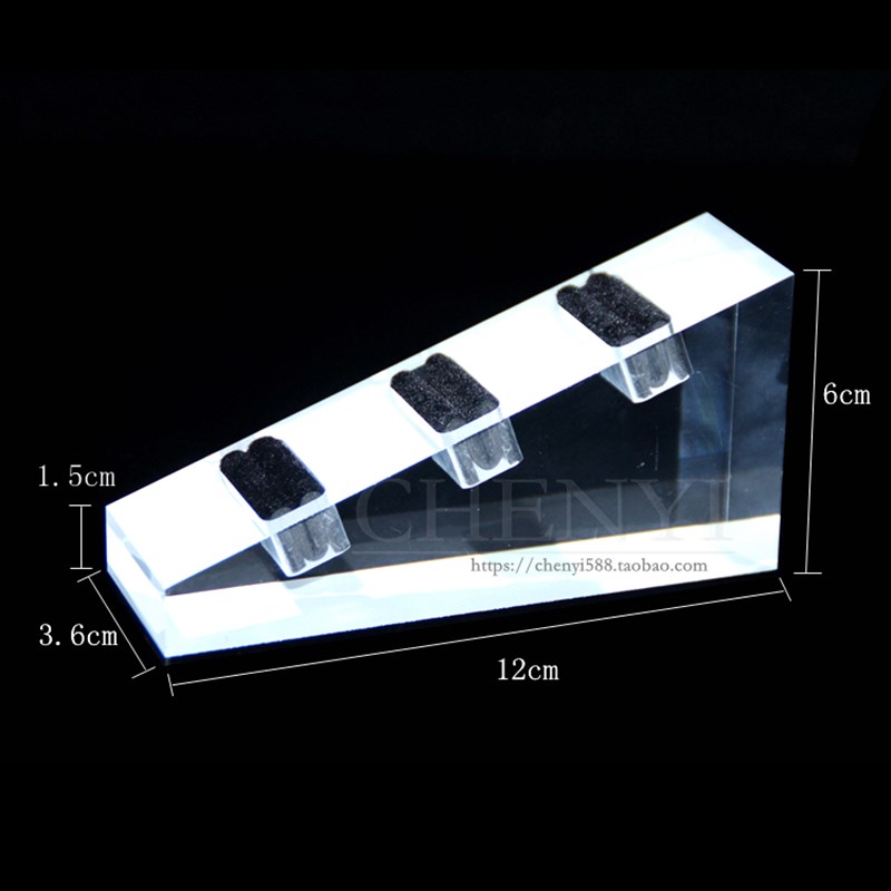 有机玻璃戒指展示架道克力珠宝玉石黑戒座银首R饰品亚具斜面钻+