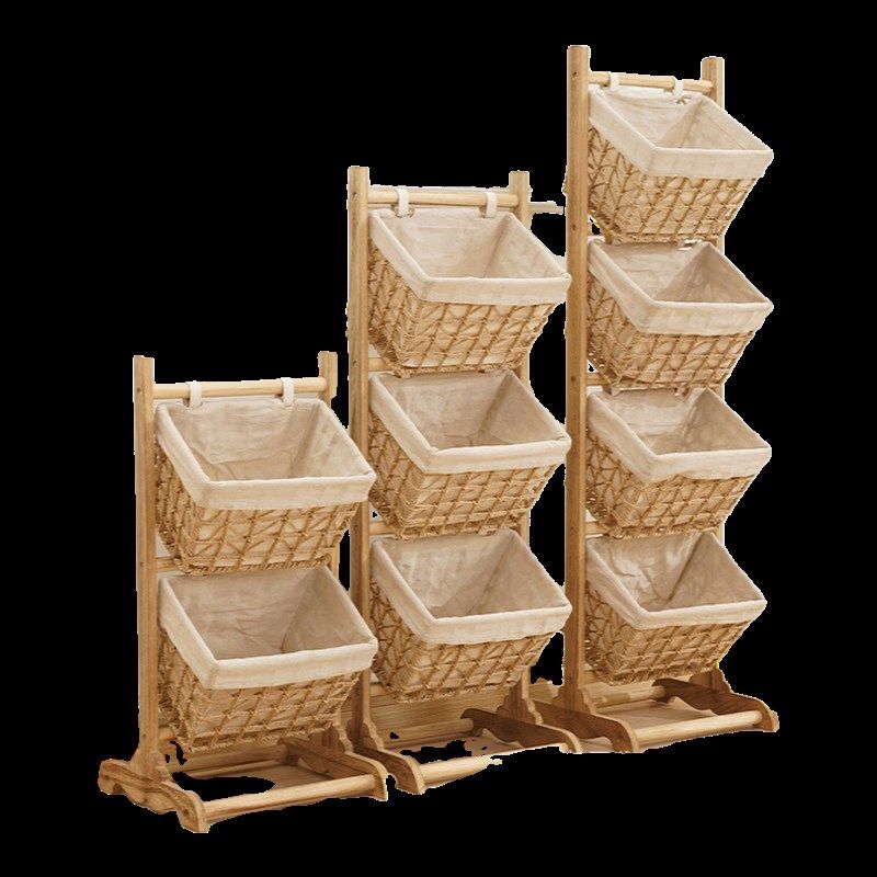 藤编吊篮 梧桐木储物架家用落地置物架 卧室多层收纳架浴室收纳篮,收纳整理,整理架/置物架/收纳架,淘宝优惠券,粉丝福利购,淘宝优惠卷