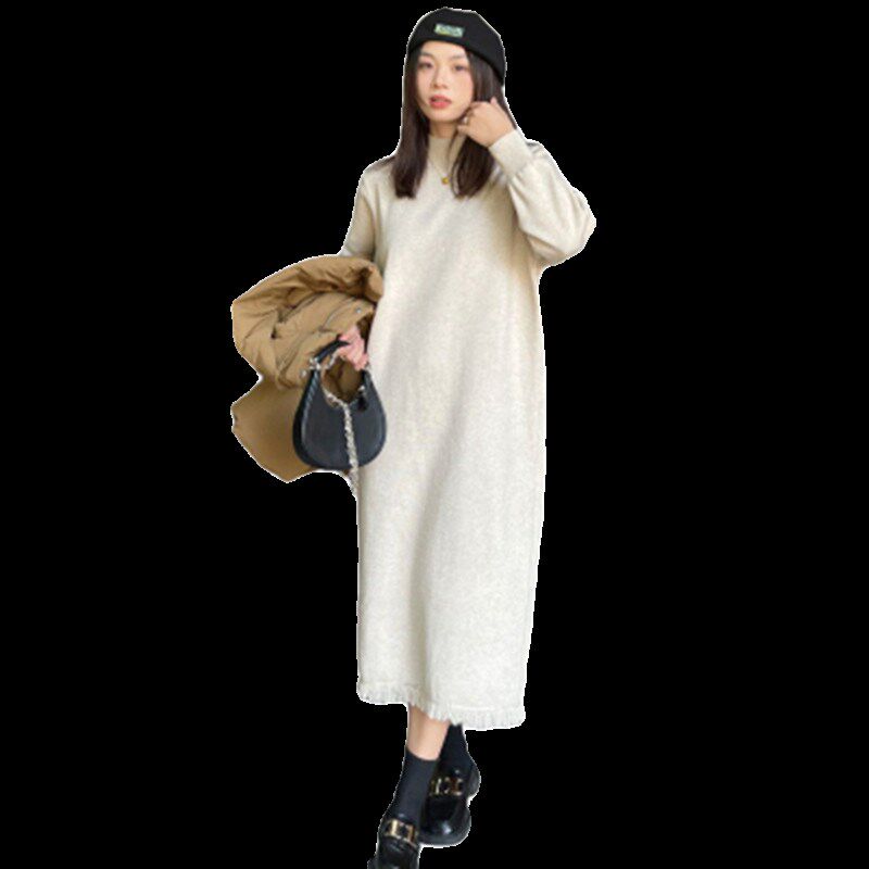 哺乳衣春秋外出时尚长款休闲针织打底喂奶连衣裙产后显瘦母乳装冬