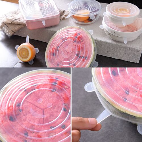 12pcs Reusable Silicone Food Cover Elastic Stretch Adjustabl