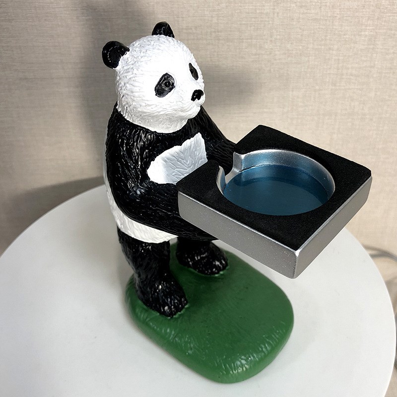 创意熊猫a桌面摆件树脂适用华为苹果iWatch手表充电底座支架
