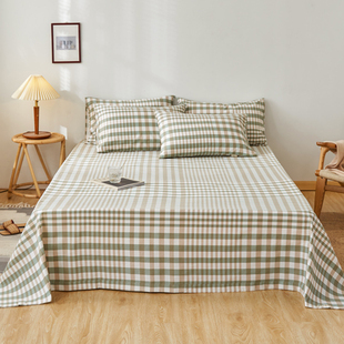 全棉加厚床单单件老粗布三件套枕套100纯棉被单学生宿舍单人家用